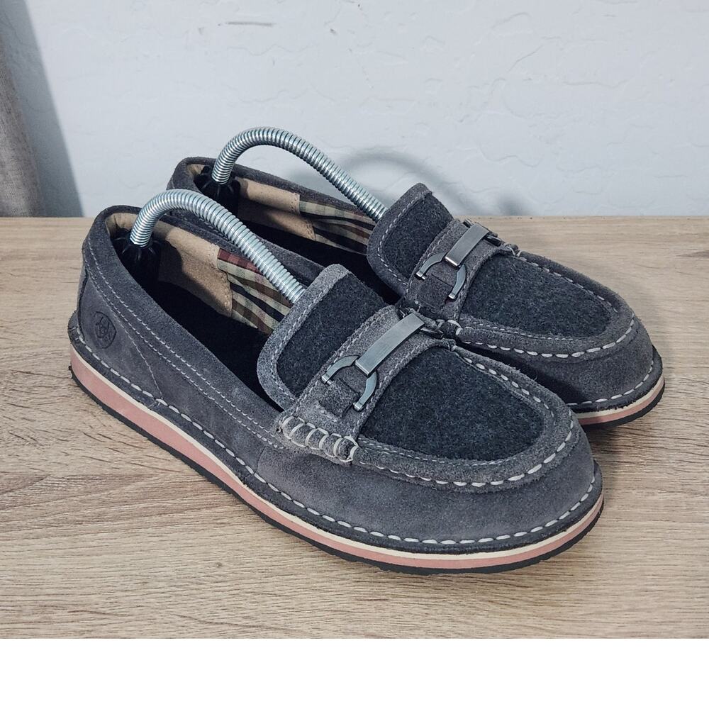 Ariat Ivy Cruiser Women's Size 7 Leather Loafers Grey Wool Comfort Bit Hardware